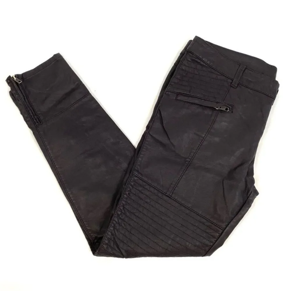 New Free People Women's US Size 8 Faux Leather Biker Skinny Ankle Pants NWT